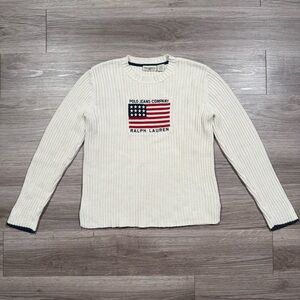Women’s Vintage Polo Jeans Co. Ralph Lauren American Flag Sweater Size L